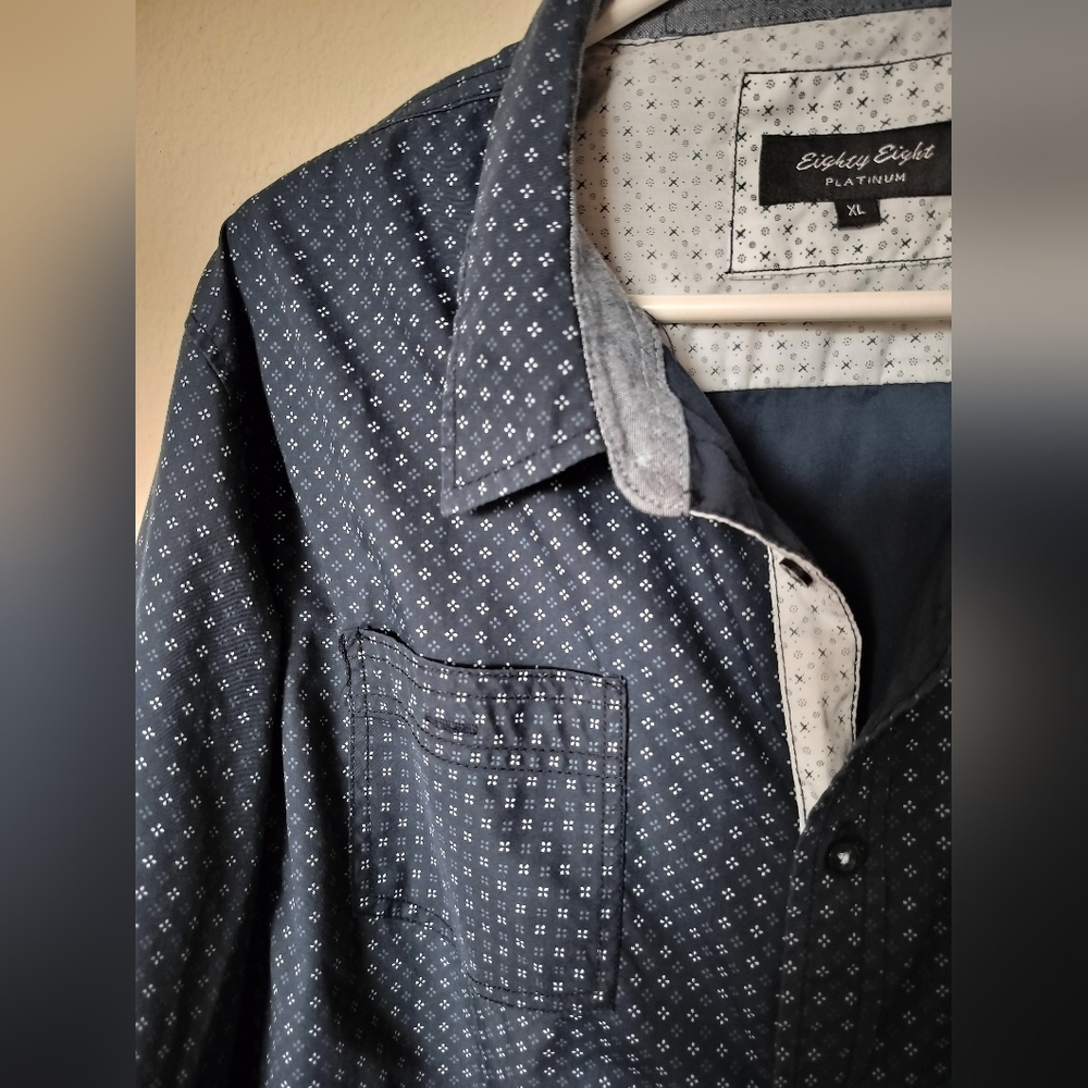Men's eighty eight platinum shirt button down long sleeve size XL printed - Picture 2 of 4